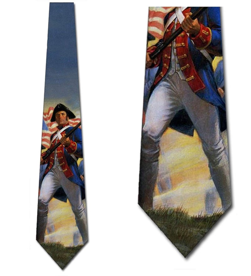 Three Rooker Patriotic Ties Mens Revolutionary Soldier Necktie - Image 2